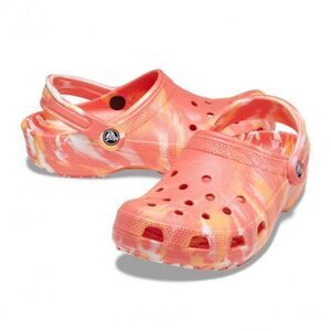 CROCS Women's Mules in Coral and Yellow